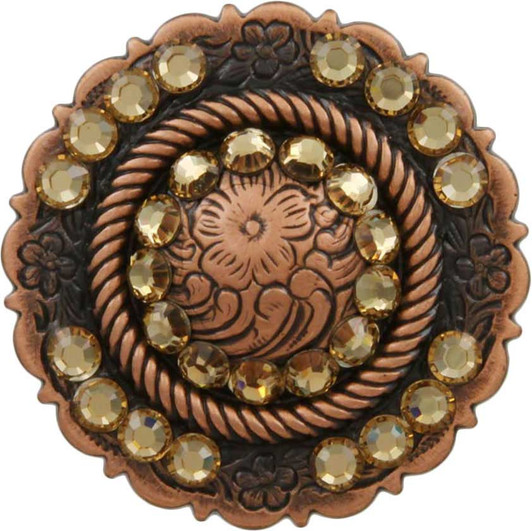 Lt Colo Topaz Copper Center Rope Rhinestone Concho