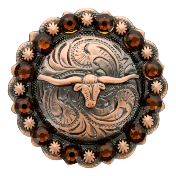 Smoked Topaz - Rhinestone Crystal Longhorn Berry Concho