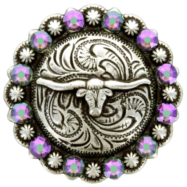 Crystal Paradise Shine - Rhinestone Crystal Longhorn Berry Concho