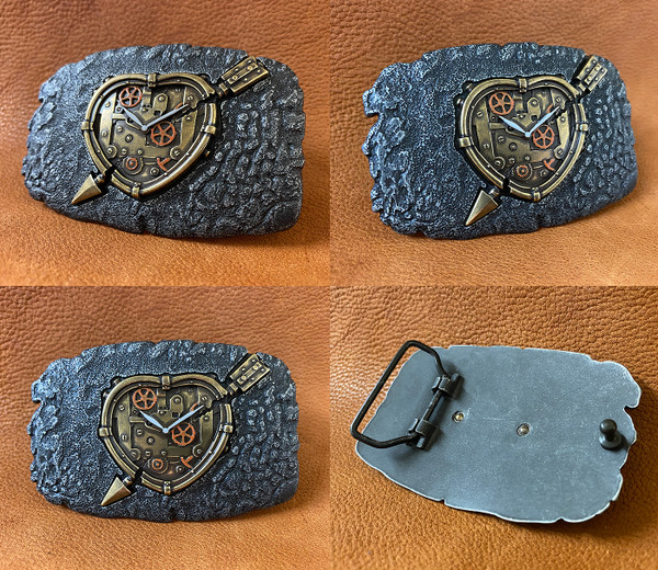 HA2341 Unique Arrow Heart Clock Belt Buckle