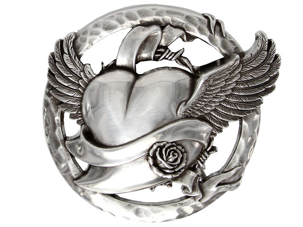 HA1353-99929 Unique Buckle Antique Silver Flying Heart Buckle