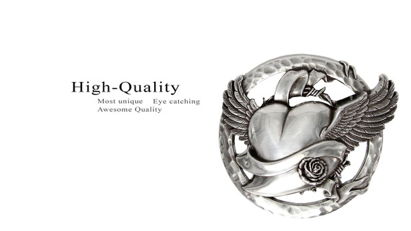 HA1353-99929 Unique Buckle Antique Silver Flying Heart Buckle