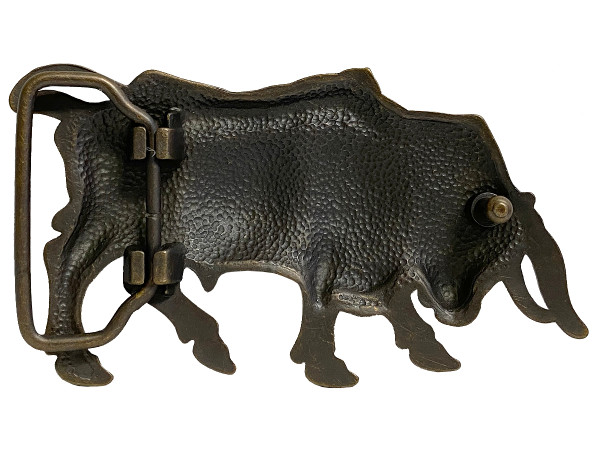 Western Buckle Antique Copper Lady Bull Copper Engraved Buckle
