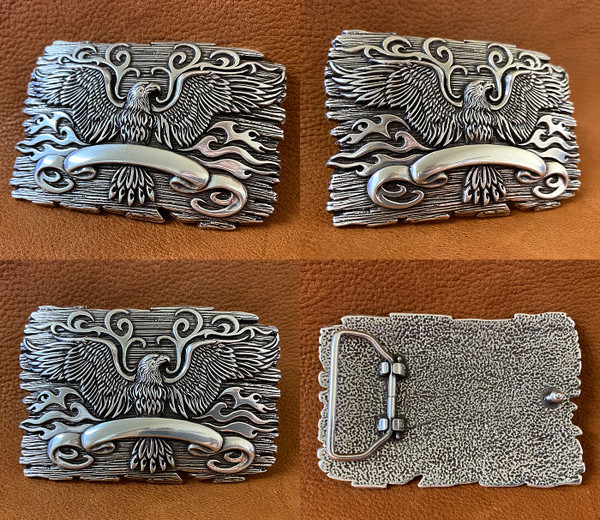 HA1442 Unique Buckle Antique Engraved Eagle Crest Engraved Buckle
