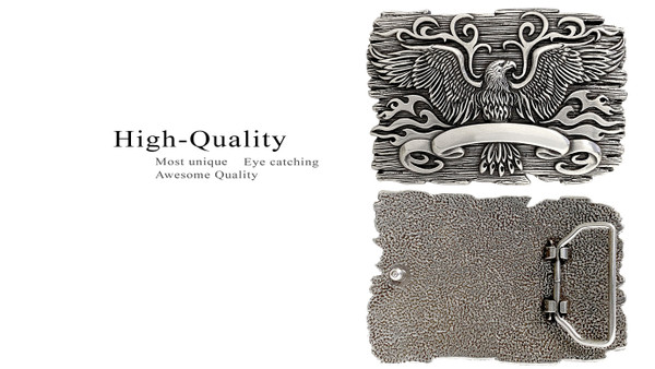 HA1442 Unique Buckle Antique Engraved Eagle Crest Engraved Buckle