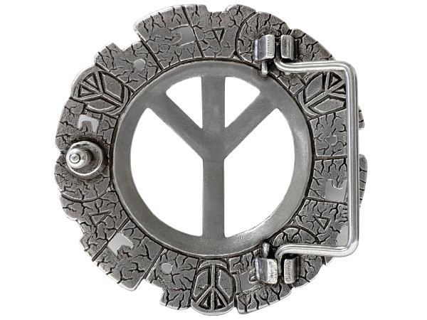 HA1548 LASRP Unique Buckle Antique Peace Sign Engraved Buckle