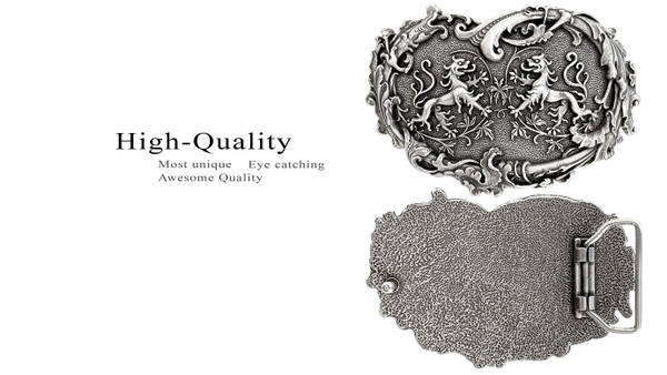 HA1699 LASRP Unique Buckle Antique Twin Dragons Heart Belt Buckle Fits 1-1/2"(38mm) Belt