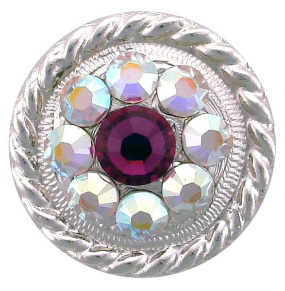 Ruby Crystal AB - Rhinestone Crystal Rope Edge Concho