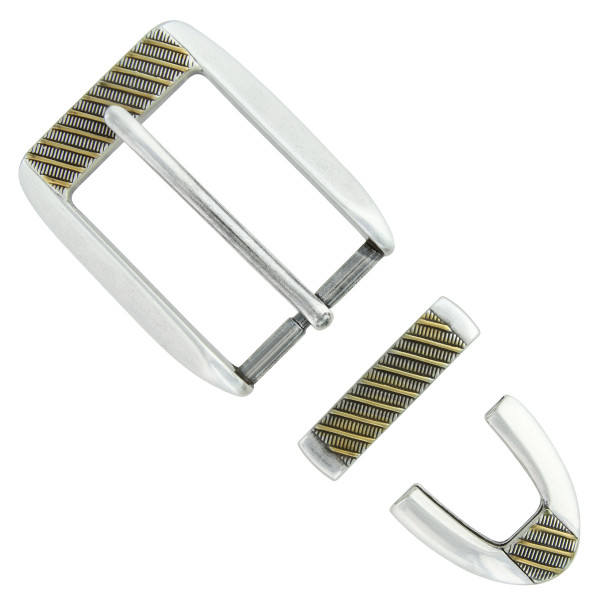 BS8211 ASAG Hand Polished Engraved Belt Buckle Set Fits 1-1/8"(30mm) Wide Belt (Antique Gold)