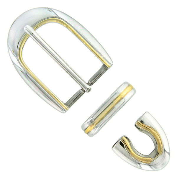BS8168 NPGP Hand Polished Engraved Belt Buckle Set Fits 1-1/8"(30mm) Wide Belt (Antique Gold)