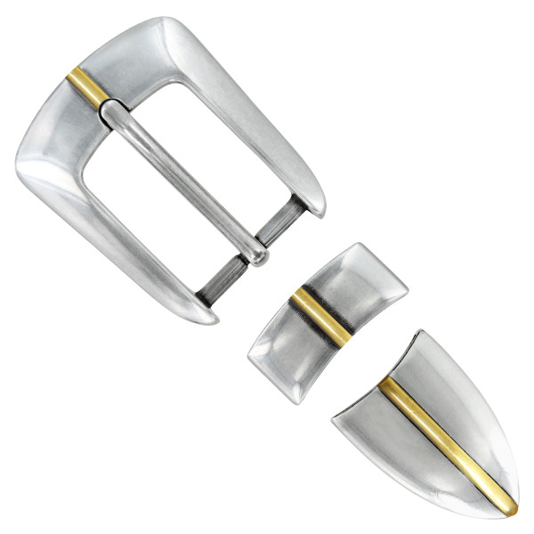 BS8647 ASAG Hand Polished Engraved Belt Buckle Set Fits 1"(25mm) Belt (Antique Gold)