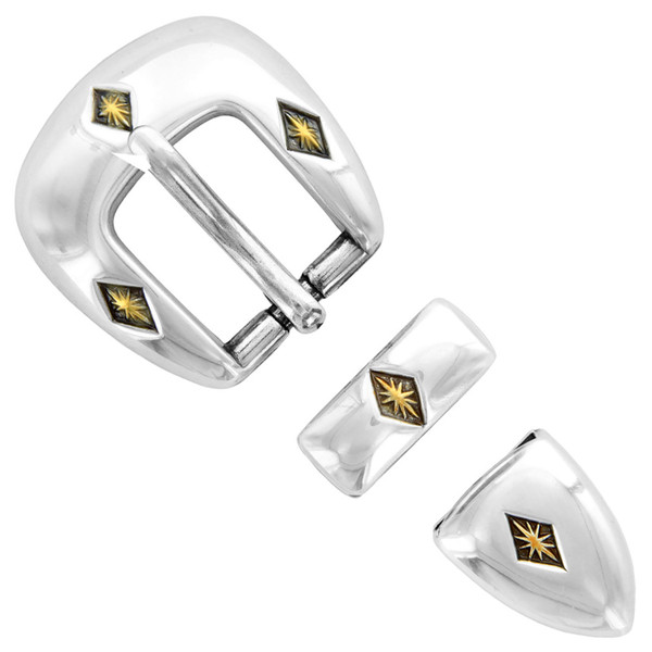 S5513 ASAG Hand Polished Engraved Belt Buckle Set Fits 3/4"(19mm) Belt (Antique Gold)