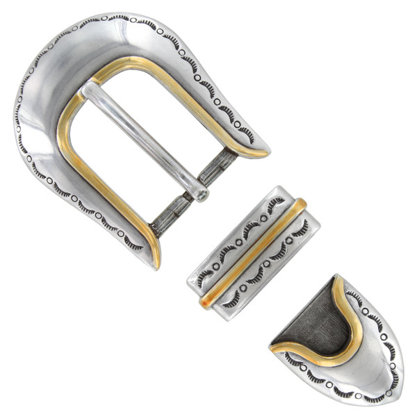 S5536 ASAG Hand Polished Engraved Belt Buckle Set Fits 1"(25mm) Belt (Antique Gold)