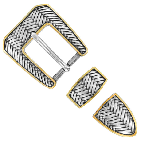S5579 ASAG Hand Polished Engraved Belt Buckle Set Fits 1"(25mm) Belt (Antique ASAG)