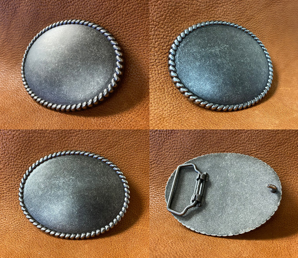 H11659 LASRP Oval Rope Edge Buckle Blank Plain Buckle Fits 1-1/2"(38mm) Belt Strap (Antique Silver)