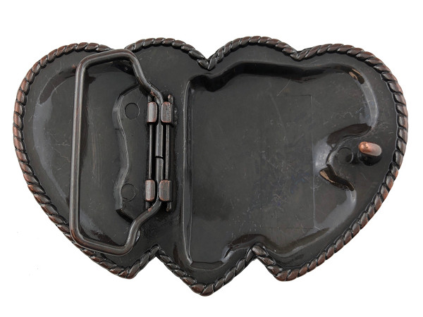 Western Copper Triple Hearts Ladies Cowgirl Belt Buckle
