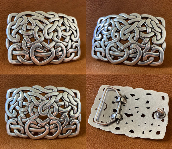 HA1315 Unique Celtic Twisted Heart Belt Buckle