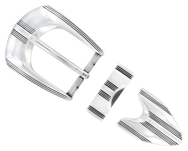 BS8120 SRTP Hand Polished Engraved Belt Buckle Set Fits 1-1/8"(30mm) Wide Belt (Antique Silver)