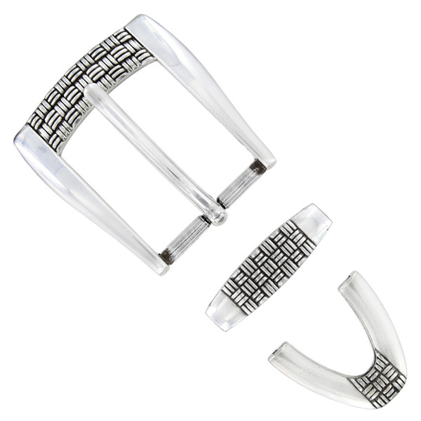 BS8122 SRTP Hand Polished Engraved Belt Buckle Set Fits 1-1/8"(30mm) Wide Belt (Antique Silver)
