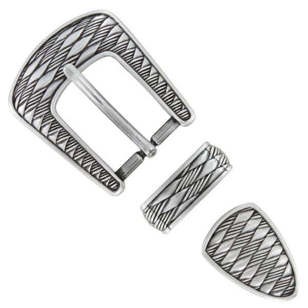 BS8155 SRTP Hand Polished Engraved Belt Buckle Set Fits 1"(25mm) Belt (Antique Silver)