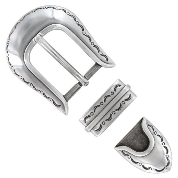 S5536 LASRP Hand Polished Engraved Belt Buckle Set Fits 1"(25mm) Belt (Antique Silver)