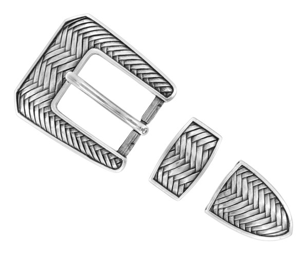 S5579 LASRP Hand Polished Engraved Belt Buckle Set Fits 1"(25mm) Belt (Antique Silver)