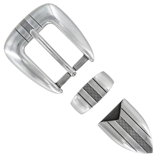 S6216 LASRP Hand Polished Engraved Belt Buckle Set Fits 1"(25mm) Belt (Antique Silver)