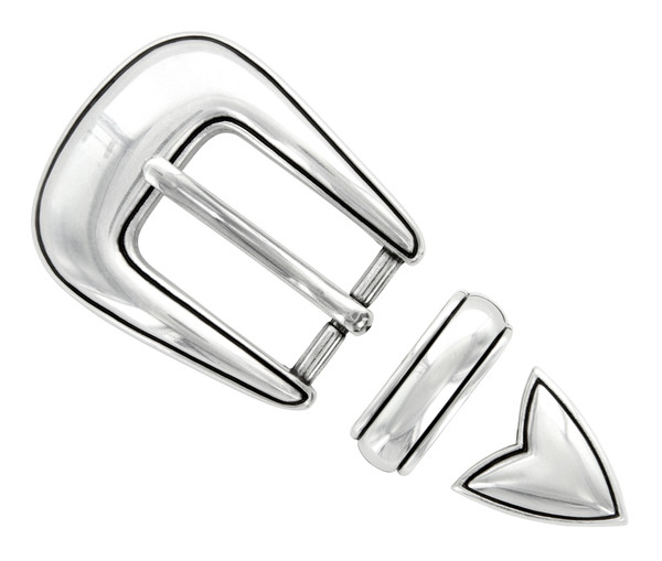 S8622 LASRP Hand Polished Engraved Belt Buckle Set Fits 3/4"(19mm) Belt (Antique Silver)