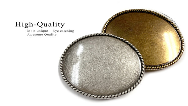 HA1603 OEB Oval Rope Edge Buckle Blank Plan Buckle Fits 1-1/2"(38mm) Belt Strap (Antique Gold)