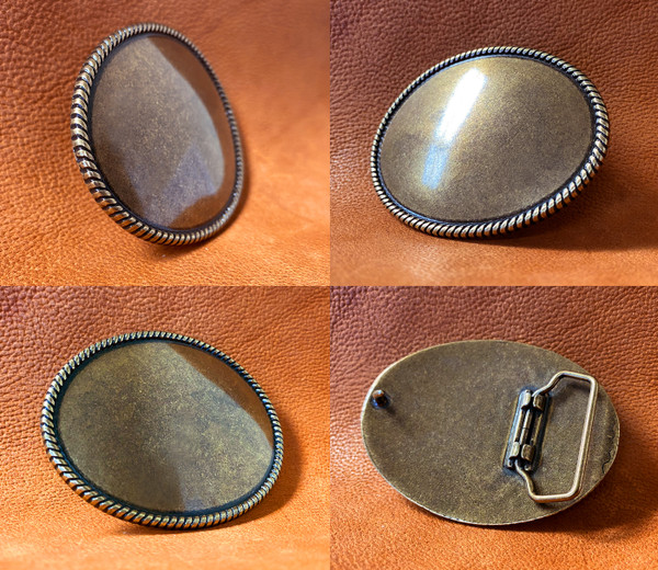 HA1603 OEB Oval Rope Edge Buckle Blank Plan Buckle Fits 1-1/2"(38mm) Belt Strap (Antique Gold)