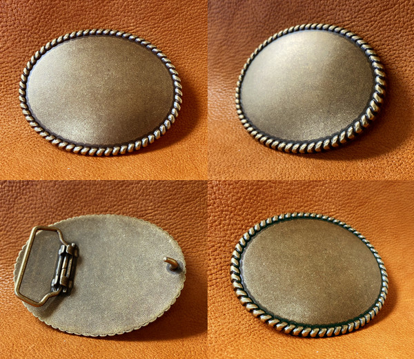 H11659 OEB Oval Rope Edge Buckle Blank Plain Buckle Fits 1-1/2"(38mm) Belt Strap (Antique Gold)