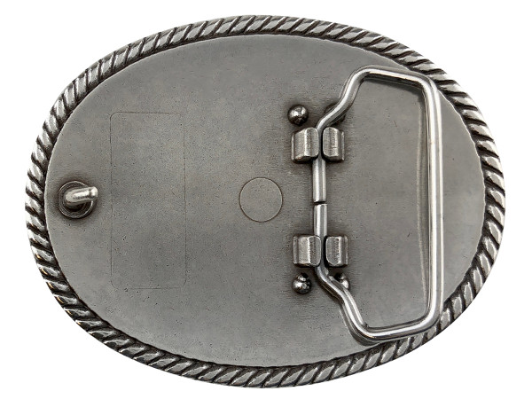 Western Antique Silver Floral Engraved Pattern Rope Edged Belt Buckle