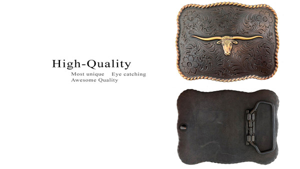Western Copper Texas Longhorn Steer Head Belt Buckle