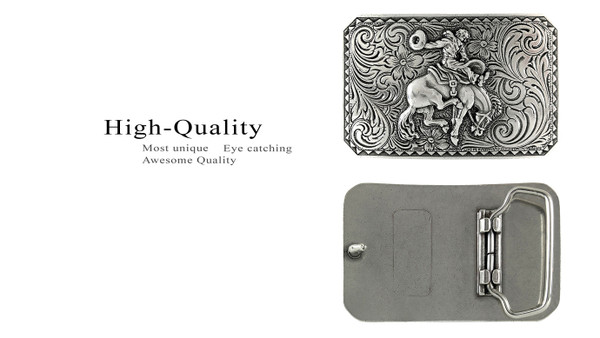 HA0150 LASRP Antique Silver Bronco Rider Cowboy Belt Buckle Fits 1-1/2"(38mm) Wide Belt
