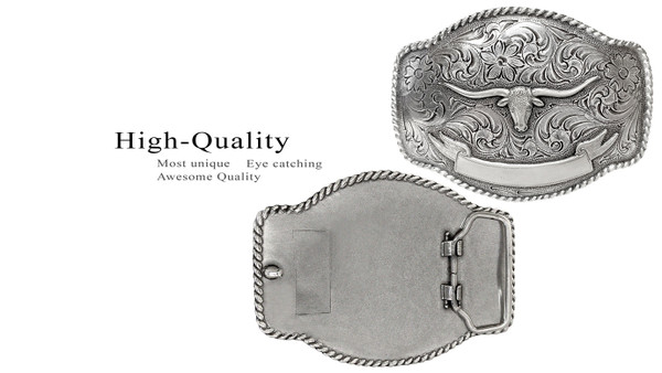 Western Longhorn Belt Buckle Fits up to 1-1/2" or 38 mm wide belt strap