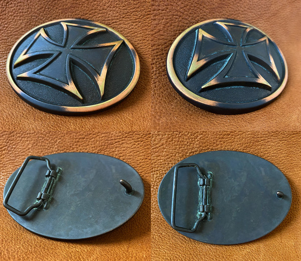 Western Vintage Patina Copper Cross Belt Buckle