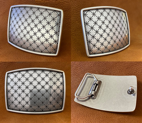 HA1702 LASRP Antique Silver Star Engraved Buckle Fits 1-1/2" (38mm) Wide Belt