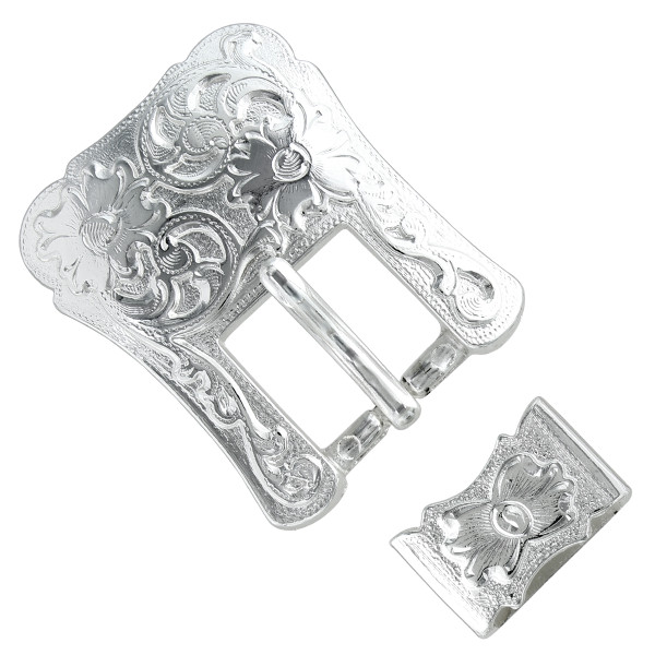 S5401 SP 3/4" (19MM) Bright Silver Western Buckle & Loop Set
