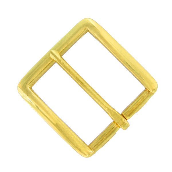 BHN62 B Solid Brass Replacement Round Edge Square Belt Buckle Fits 1-1/2"(38mm) Belt (Gold)