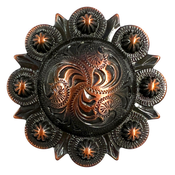 BS9163-4 SVCRB 2" Copper Western Floral Engraved Berry Concho Screwback