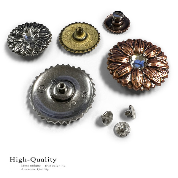 LL-2909 Golden Yellow Sand Sunflower Crystal 2" Concho