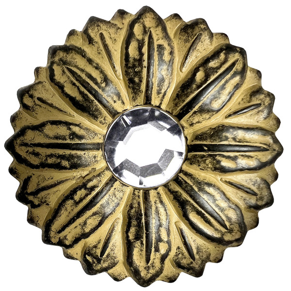 LL-2909 Golden Yellow Sand Sunflower Crystal 2" Concho