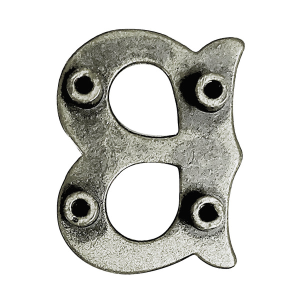 LL3297 OS 3/4" Antique Silver Letter "B" Shaped Concho
