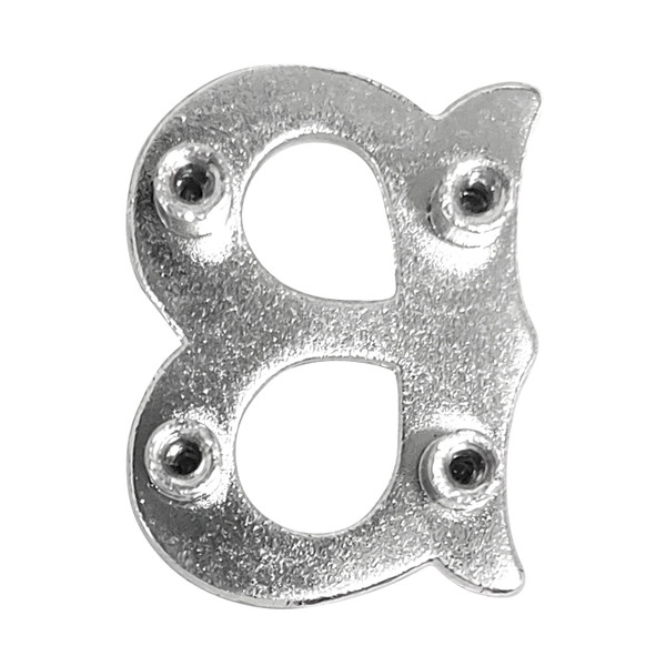 LL3297 SP 3/4" Bright Silver Letter "B" Shaped Concho
