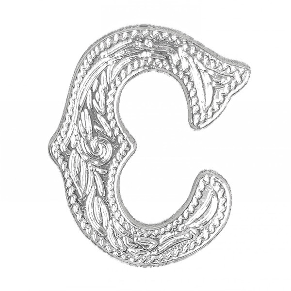 LL3297 SP 3/4" Bright Silver Letter "C" Shaped Concho