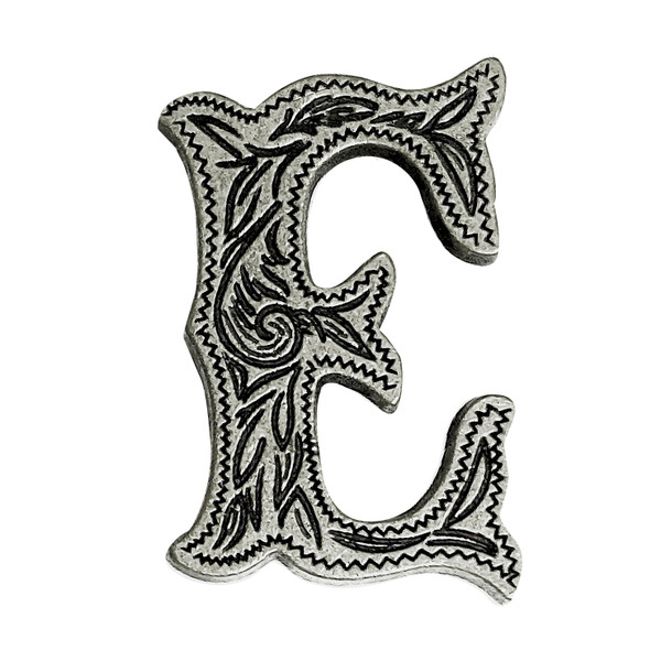 LL3297 OS 3/4" Antique Silver Letter "E" Shaped Concho