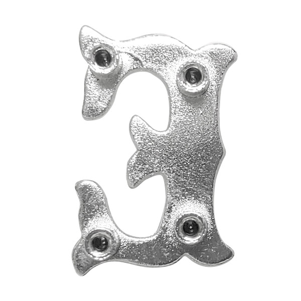 LL3297 SP 3/4" Bright Silver Letter "E" Shaped Concho