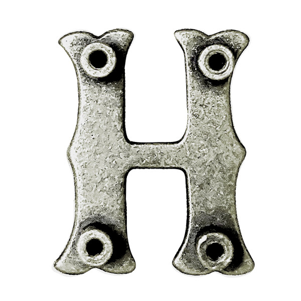 LL3297 OS 3/4" Antique Silver Letter "H" Shaped Concho