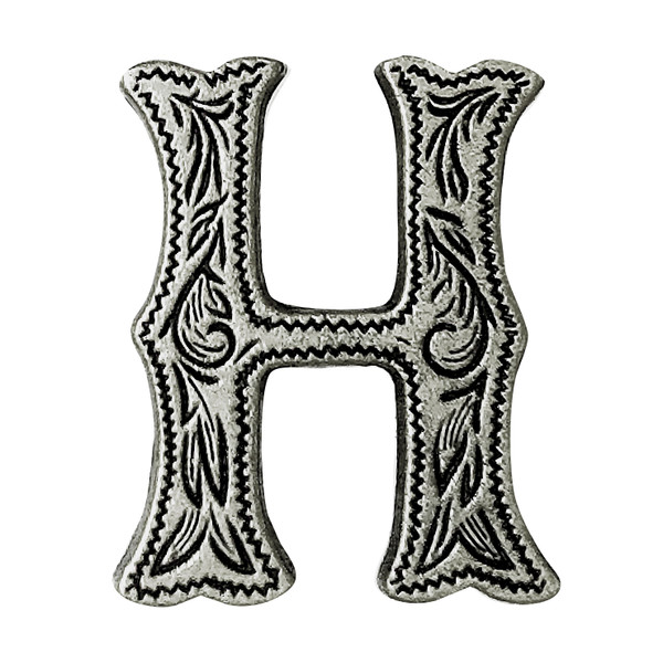 LL3297 OS 3/4" Antique Silver Letter "H" Shaped Concho
