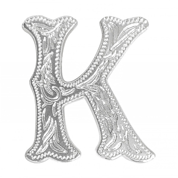 LL3297 SP 3/4" Bright Silver Letter "K" Shaped Concho